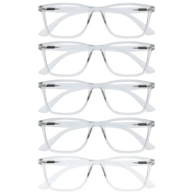 Image of OPULIZE NYX Blue Light Blocking Reading Glasses Anti Glare Computer and Gaming Eyewear 5 Pack UV Eyestrain Protection Rectangular Frame Clear Men Women + 1.50