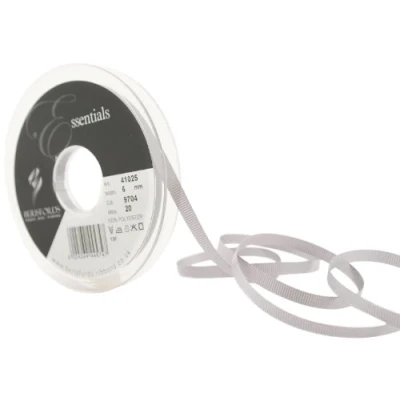 Image of Berisfords 41025 20 m x 6 mm Polyester Grosgrain Ribbon, Grey