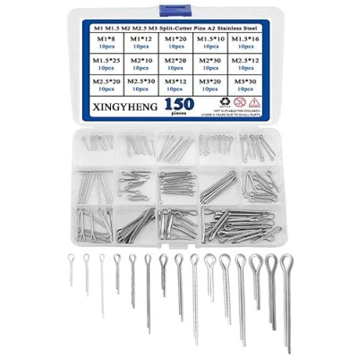 Image of BGTXINGI 150PCS 15 Kinds 304 Stainless Steel GB91 M1 M1.5 M2 M2.5 M3 Split Cotter Clip Pins Assortment kit U Shape Fastener Fitting Pin Hairpin for Automotive Mechanics Engine Repair