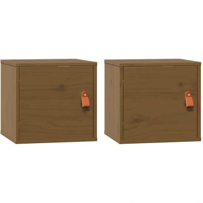 Image of vidaXL Wall Cabinets 2 pcs Honey Brown 31.5x30x30 cm Solid Wood Pine