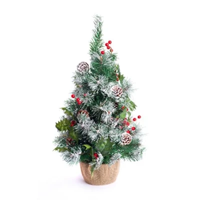 Image of Best Artificial 2ft / 60cm Small Decorated Indoor Christmas Tree (Frosted)