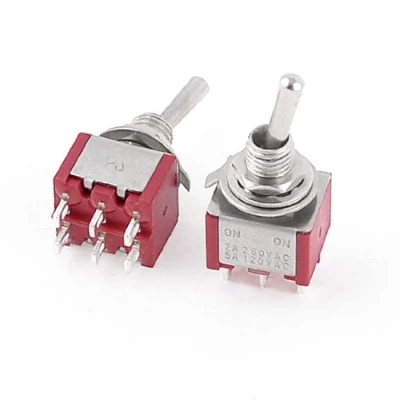 Image of Sourcingmap 2Pcs AC250V/2A 120V/5A ON/ON 2 Position DPDT 6 Terminals Toggle Switch