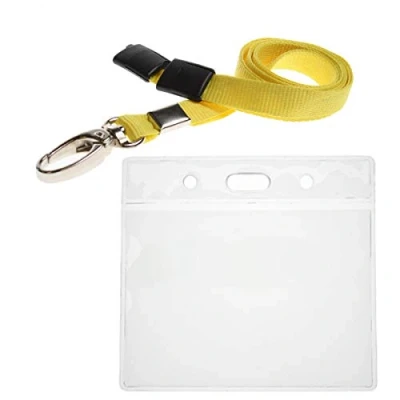 Image of ALG ID Cards® Yellow Card Badge Wallet Lanyard Neck Strap with Metal Clip &amp; Safety Breakaway Release for Pass Holder