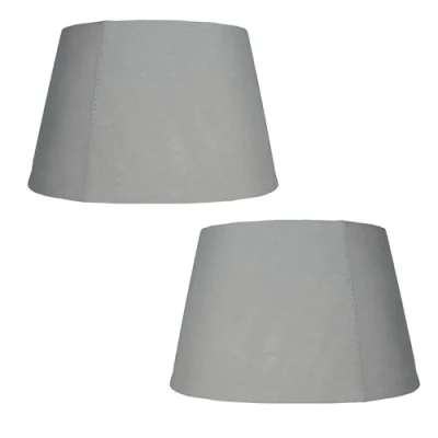 Image of Cotton Drum Shade Navy Blue, 10 inch Easy Fit ES/BC for Living Rooms, Bedrooms, hallways and Kitchens, Pendant Lampshades or Shades Table Lampss (2, Grey)