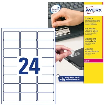 Image of Avery L6146 20 NoPeel Labels sheets 24 per Sheet