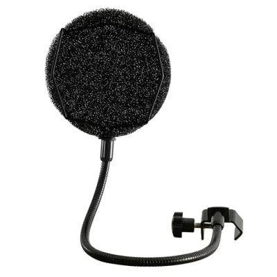 Image of Melon Audio Pop Filter for Microphone Sponge Layered Wind Screen with Enhanced Flexible 360 Gooseneck Clip Metal Arm (includes Extra Filter)