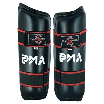 Image of Elite Semi Contact Kickboxing (Karate, Kung Fu, TKD) Shin pads Protectors Black (Medium)