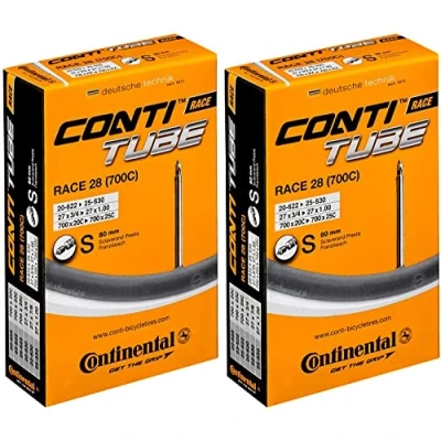 Image of Continental Race 28 700 x 20 25c Road Bike Inner Tubes 80mm Presta Valve (Pair) with FREE Ano Adapters