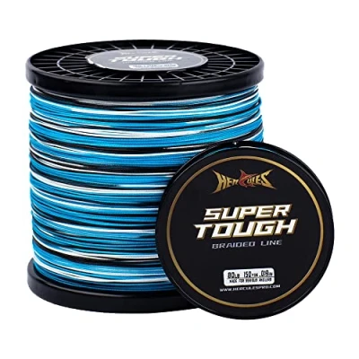 Image of HERCULES Super Tough Braided Fishing Line 500 Yards Braid 6lb Test for Saltwater Freshwater PE Fish Lines 4 Strands Camo Blue, 6lb, 500yds