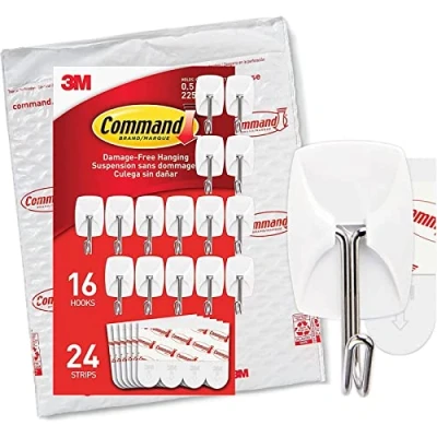 Image of Command GP067 16NA Small Wire Hardware, Silver, White, 16 Hooks