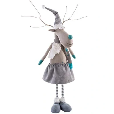 Image of WeRChristmas Standing Girl Christmas Reindeer Figurine, Multi Colour, 64 84cm