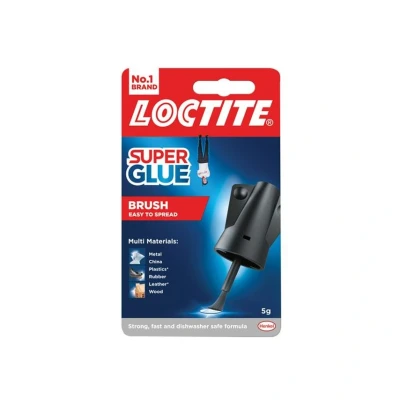 Image of Loctite Super Glue Brush On, Superglue with Applicator Brush, Fast Drying Clear for Metal, Plastic and More, Easy To Use Strong Open Cap, 1 x 5 g