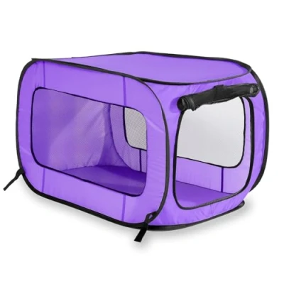 Image of Beatrice Home Fashions Portable, Collapsible, Pop Up Travel Pet Kennel, 32.5&quot; L x 19&quot; W 18&quot; H, Purple