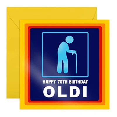 Image of Central 23 Funny 70th Birthday Card for Men &#039;Happy Oldi&#039; Hilarious Gift Dad Age Seventy 70 Old Jokes Grandpa Comes with Fun Stickers