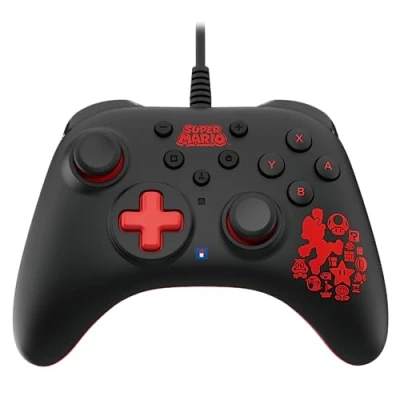 Image of HORI Nintendo Switch HORIPAD Turbo (Mario) Ergonomic Wired Controller Pad Officially Licensed by &amp; OLED Model