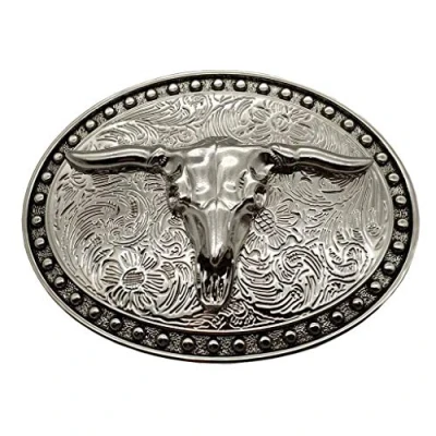 Image of Xwest Silver Longhorn Texas Bull Belt Buckle Cowboy Western Buckles