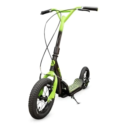 Image of Zinc Radikal BMX Scooter Green and Black, Hybrid BMX, 12 Inch Tyres, Dual Handlebar Brakes, Large Non Slip Footplate, Adjustable Handlebar, Kids &amp; Adults
