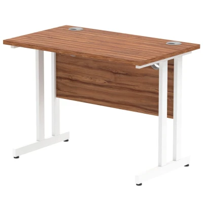 Image of Impulse 1000/600 Rectangle White Cantilever Leg Desk Walnut MI001914