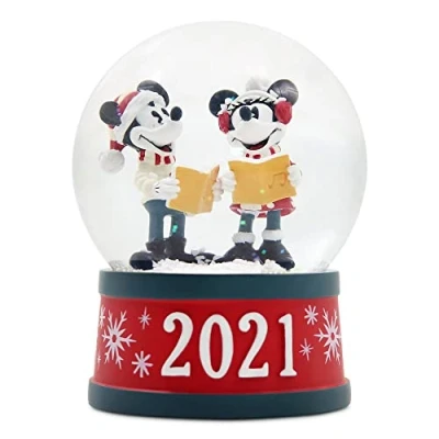 Image of Disney Mickey and Minnie Mouse 2021 Holiday Snow Globe