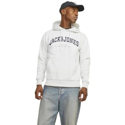 Image of Jack &amp; Jones Caleb Varsity Hoodie, Men&#039;s, Size: Small, White melange