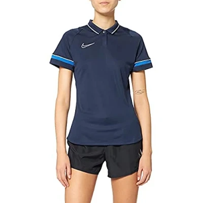 Image of Nike Women&#039;s Academy 21 Polo Shirt, Black/White/Anthracite/White, XXS