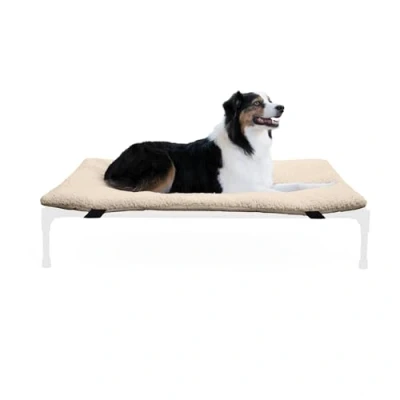 Image of K&amp;H Pet Products Original Dog Cot Microfleece Pad for Outdoor Raised Bed, Portable Pad, Washable Bed (Cot Sold Separately) Tan Fleece Large 42.0&quot; L x 30.0&quot; W 2.0&quot; Th