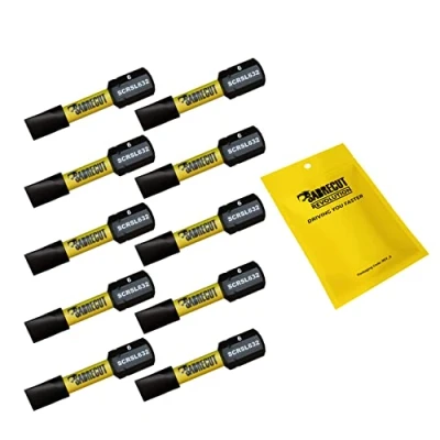 Image of 10 x SabreCut SCRSL632_10 32mm SL6 Slotted Magnetic Impact Screwdriver Driver Bits Set Single Ended Heavy Duty Compatible with Dewalt Milwaukee Bosch Makita and Others