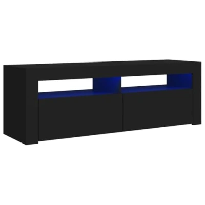 Image of vidaXL Modern Styled HiFi TV Cabinet with LED lights, Engineered Wood, Black, Storage Space for Game Console, Media Carriers, DVD Player