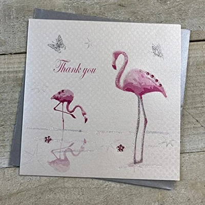 Image of Thank You Card, Flamingo Handmade by White Cotton Cards PD150 FL
