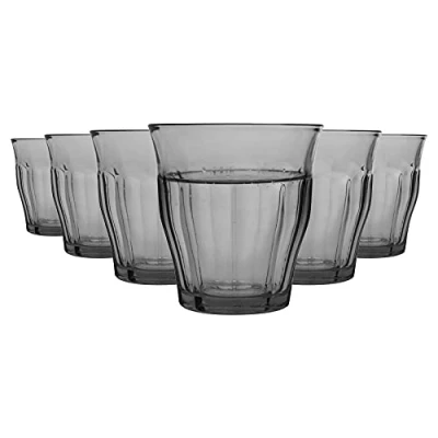 Image of 6x Grey 250ml Picardie Water Glasses By Duralex
