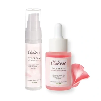 Image of ClaRose Hyaluronic acid Anti Ageing Face Kit, Serum 30ml and Eye Cream with Retinol 100% Natural Rose oil
