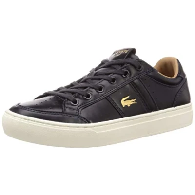Image of Lacoste Courtline 120 1 Mens Black Trainers Leather Size UK 9