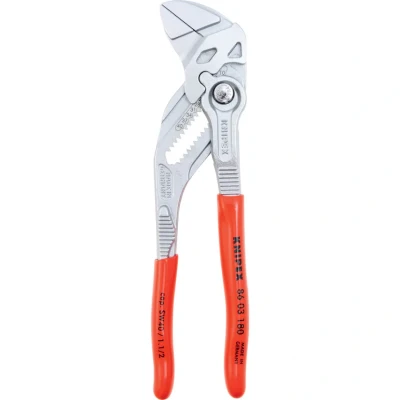 Image of Knipex pliers wrench and a in single tool chrome plated, plastic coated 180 mm 86 03