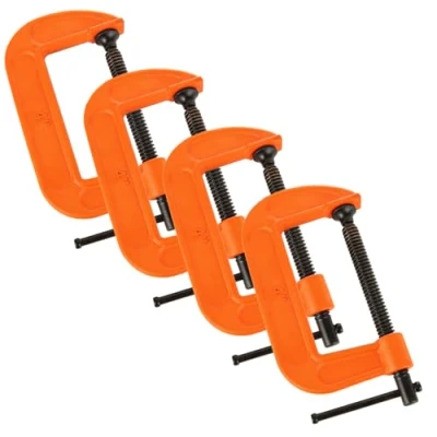 Image of ASelected 4Pcs G Clamp 4Inch (100Mm) Heavy Duty Screw Clamps Industrial Strength C Set for Woodworking Welding Building Automotive Repair 4 Inch Jaw Opening(Orange)