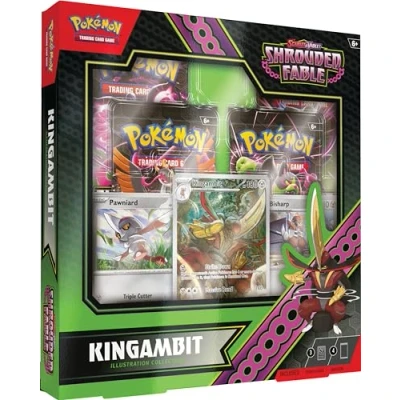 Image of Pokémon TCG: Scarlet &amp; Violet—Shrouded Fable Kingambit Illustration Collection (1 Full Art Foil Promo Card, 2 Cards 4 Booster Packs)