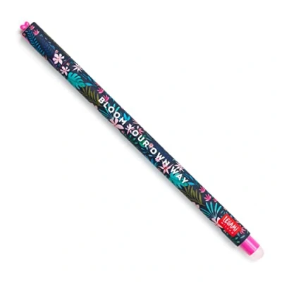 Image of Legami Erasable Gel Pen, 0.8 cm Diameter, Flora Design, Turquoise Thermosensitive Ink, Ball on the End Point of Pen to Feed Does Not Consume Paper, 0.7 mm Tip Diameter