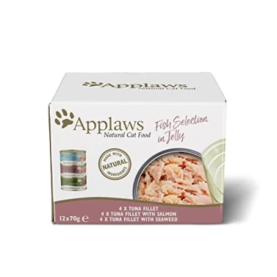 Image of Applaws Natural Wet Cat Food, Multipack Chicken and Fish Selection in Jelly, 70 g Tins (Pack of 12)