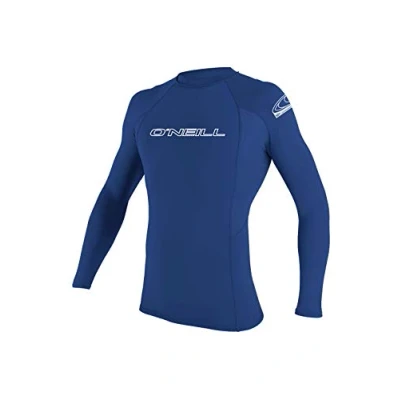Image of O&#039;NEILL Wetsuits mens Basic Skins 50+ L/S Rash Guards, Pacific, Large