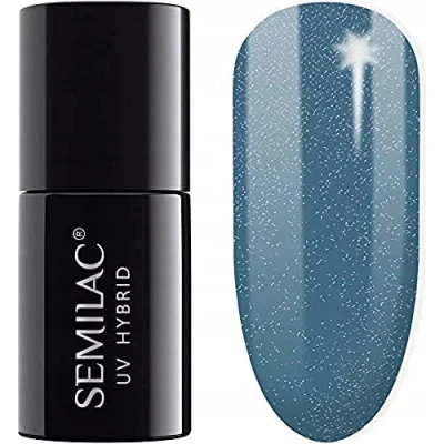 Image of 324 UV Hybrid Nail Polish Semilac Sea Blue Shimmer 7 ml