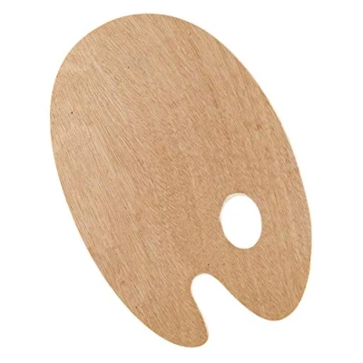 Image of Kreul Solo Goya Wooden Palette Made of Beech Wood, Triple glued, Surface Lacquered, Universal use for Oil and Acrylic Painting, 5 mm Thick, Oval, Approx. 20 x 30 cm, Colourful, One Size