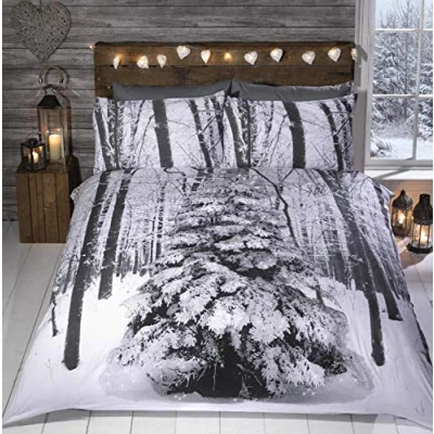 Image of Rapport Home Winter Sparkle Duvet Set, Polyester Cotton, Single, 200 x 135 1 cm