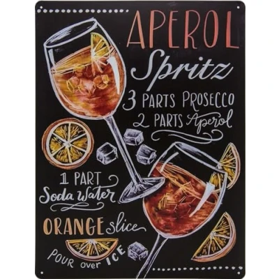 Image of 30 x 40 cm XL Tin Sign Aperol Spritz Decorative Sign, Bar, Recipe Aperitif Sprizz, Veneziano Liqueur with Prosecco