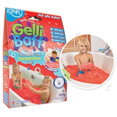 Image of Gelli Baff Red from Zimpli Kids, 1 Bath or 6 Play Uses, Magically turns water into thick, colourful goo, Educational Stress Relief Slime Toy for Girls &amp; Boys, Children&#039;s DIY Sensory Activity