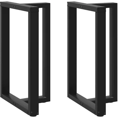 Image of vidaXL bar table legs steel t shape adjustable levelers black design for stability in living rooms/kitchens 60x35x(91 92) cm