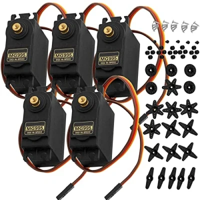 Image of AZDelivery 5 x MG995 Micro Digital Servo Motor for RC Robot Helicopter Aircraft Compatible with Arduino Including E Book!