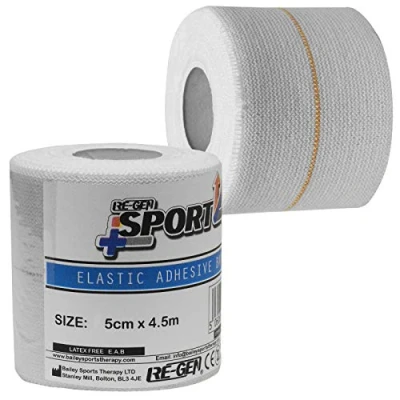 Image of RE GEN Sport Elastic Adhesive Bandage EAB Strapping Tape Size 5cm x 4.5m Ideal for Medium Joints, Ankle Wrist Elbow, Rugby, Football 6 Rolls
