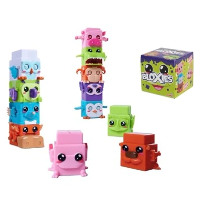 Image of BLOXIES 1 Pack Blind Collectible Stackable, collectable Mini animal Friends, building blocks with moving feature, cute designs, fidget toy, 18 to collect, Multicolour, suitable for ages 3+