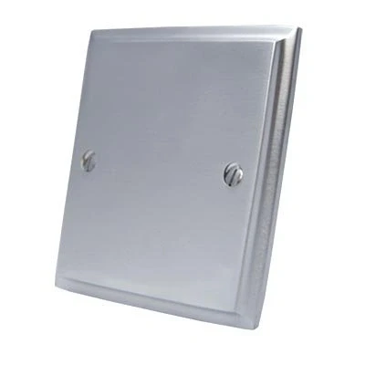 Image of Electrical Blanking Plate Single 1 Gang Satin Matt Chrome Victorian