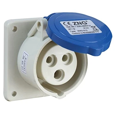 Image of PRO ELEC PELB0124 16A, 230V, Panel Mount CEE Socket, 2P+E, Blue, IP44