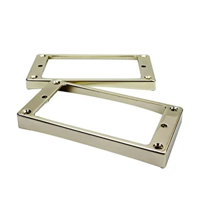 Image of Guyker Curved Bottom Metal Humbucker Pickup Mounting Ring Set Bridge and Neck Pickups Cover Frame Replacement Compatible with Les Paul LP Style Electric Guitar or Precision Bass(2PCS, Golden)